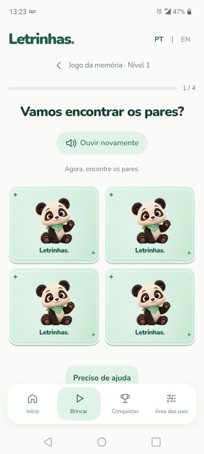 Brincar com o mascote — Letrinhas